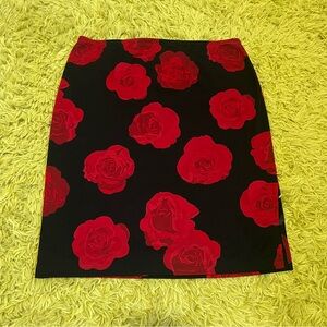 90s vintage black and red rose skirt large XL
